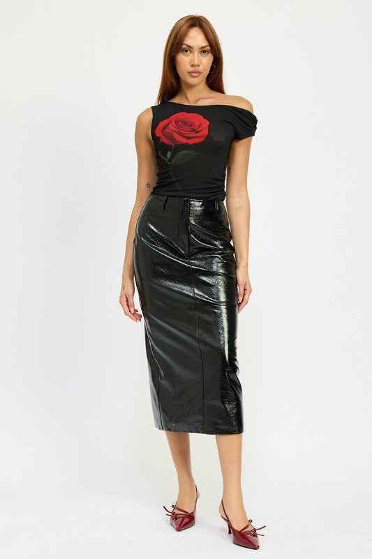 FITTED PENCIL SKIRT WITH SLIT - Akana Style