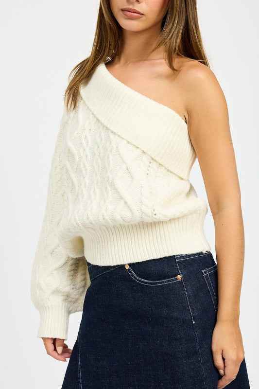 OVERSIZED ONE SHOULDER SWEATER - Akana Style