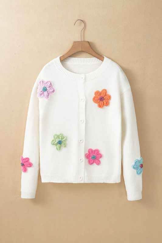 Cute Flower Cardigan: Stylish Button-Up Cardigan with Charming Floral Pattern - Akana Style