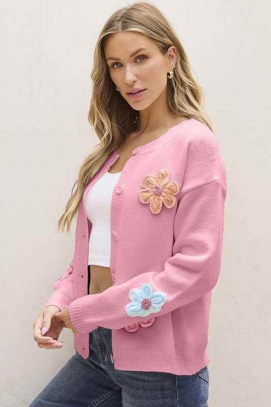 Cute Flower Cardigan: Stylish Button-Up Cardigan with Charming Floral Pattern - Akana Style