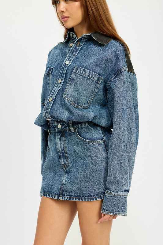 Button Up Denim Dress – Chic Mini Style for Effortless Fashion - Akana Style