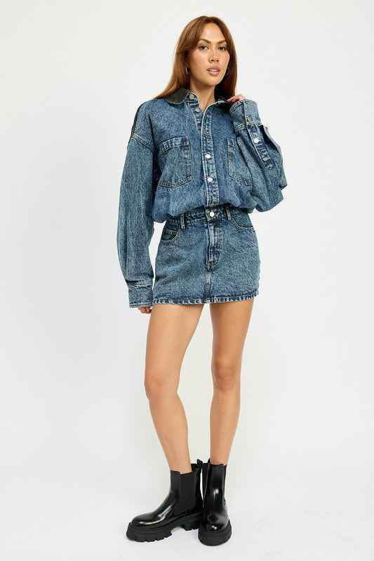 Button Up Denim Dress – Chic Mini Style for Effortless Fashion - Akana Style