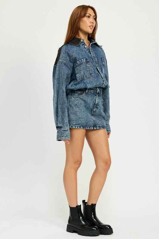 Button Up Denim Dress – Chic Mini Style for Effortless Fashion - Akana Style