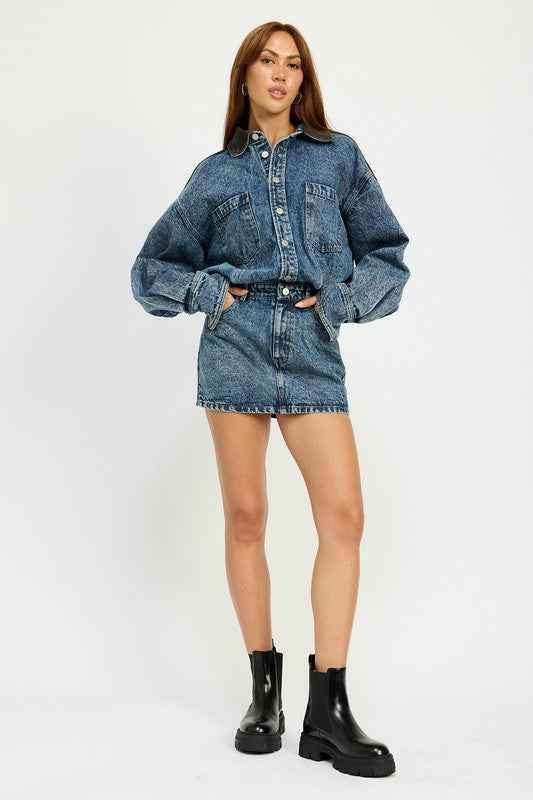 Button Up Denim Dress – Chic Mini Style for Effortless Fashion - Akana Style
