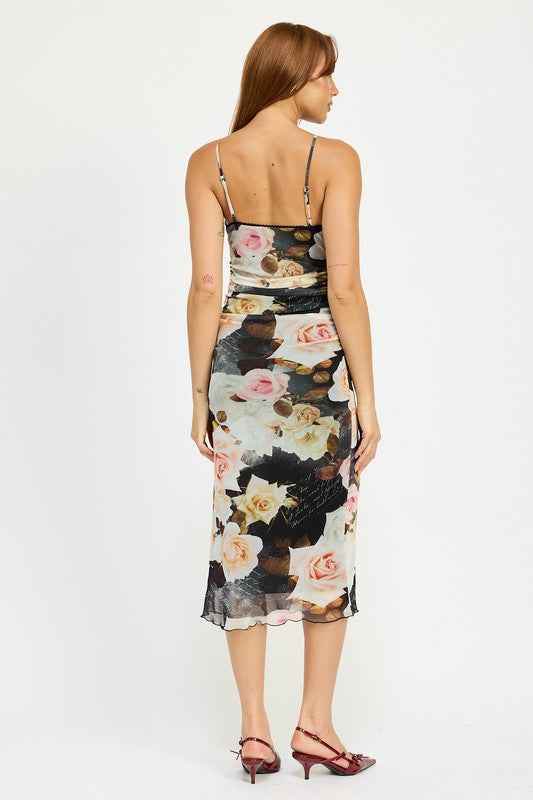 RUCHED MIDI V NECK DRESS - Akana Style