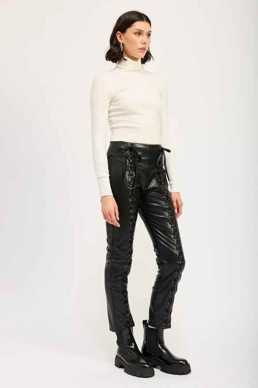 LACE UP LEATHER TROUSERS - Akana Style