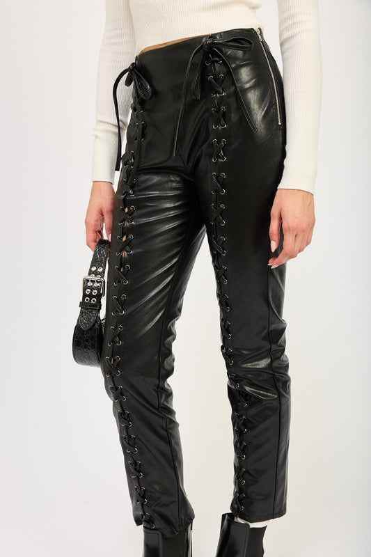 LACE UP LEATHER TROUSERS - Akana Style