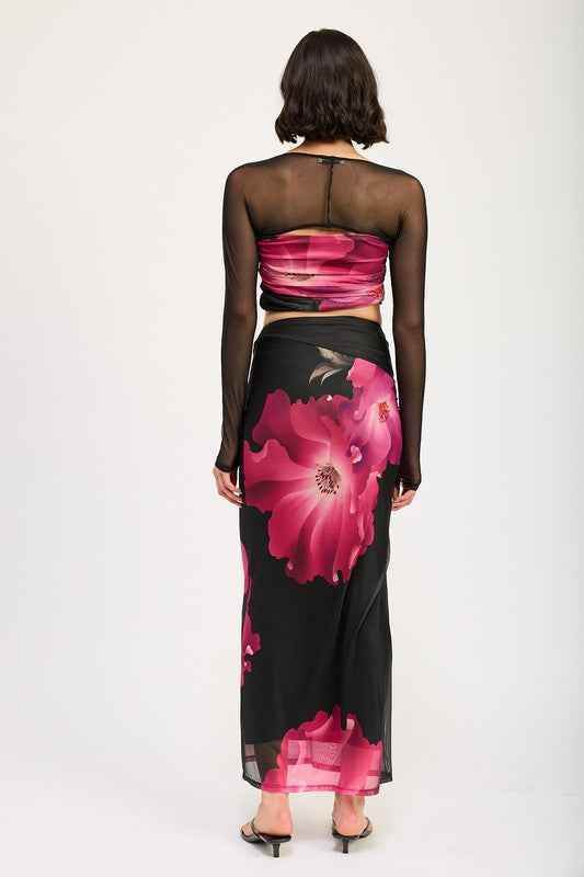 MESH PRINT TUBE TOP WITH DETACHABLE SHRUG - Akana Style