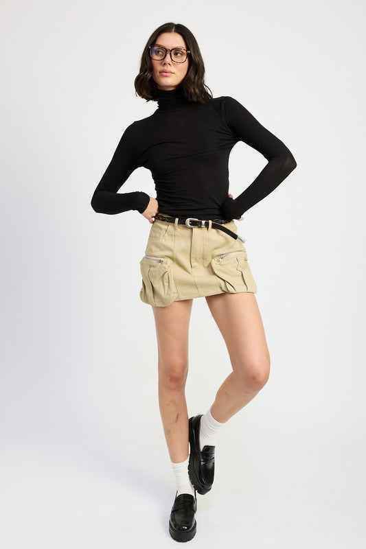 EXPOSED CARGO POCKET MINI SKIRT - Akana Style