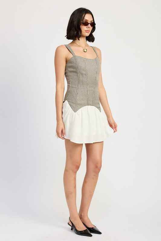 CONTRASTED CORSET MINI DRESS - Akana Style