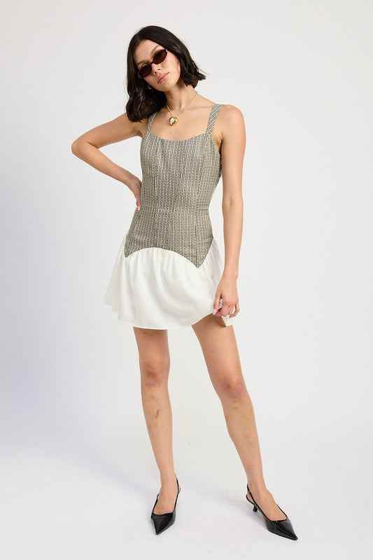 CONTRASTED CORSET MINI DRESS - Akana Style