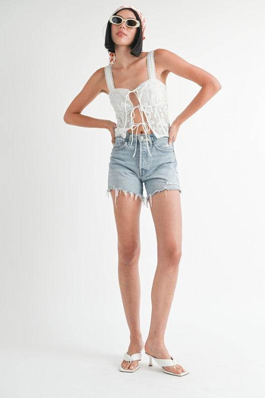 Square Neck Sleeveless Top - Chic Front Tie Design for Effortless Style - Akana Style