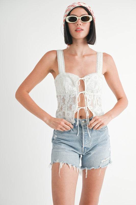 Square Neck Sleeveless Top - Chic Front Tie Design for Effortless Style - Akana Style