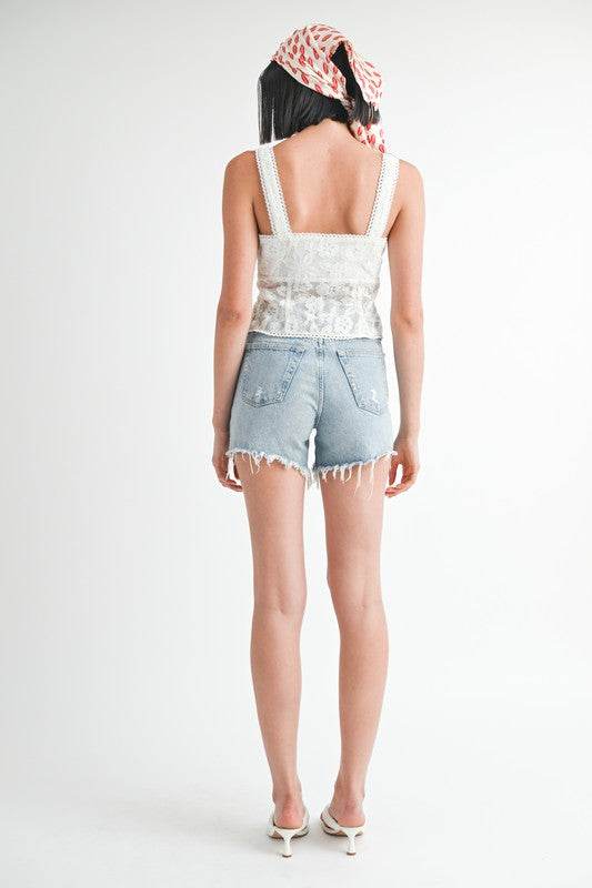 Square Neck Sleeveless Top - Chic Front Tie Design for Effortless Style - Akana Style