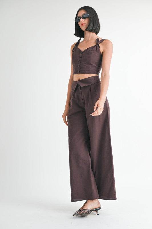 FOLD OVER PANTS WITH WIDE LEG - Akana Style