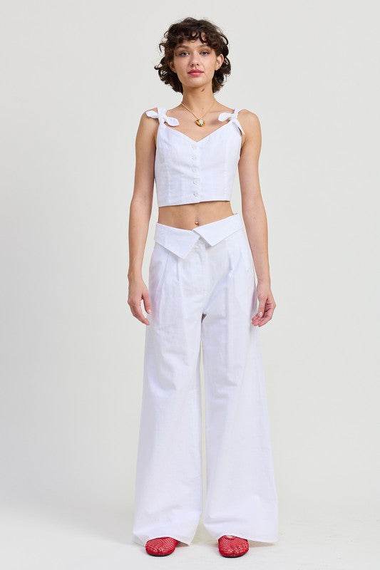 FOLD OVER PANTS WITH WIDE LEG - Akana Style