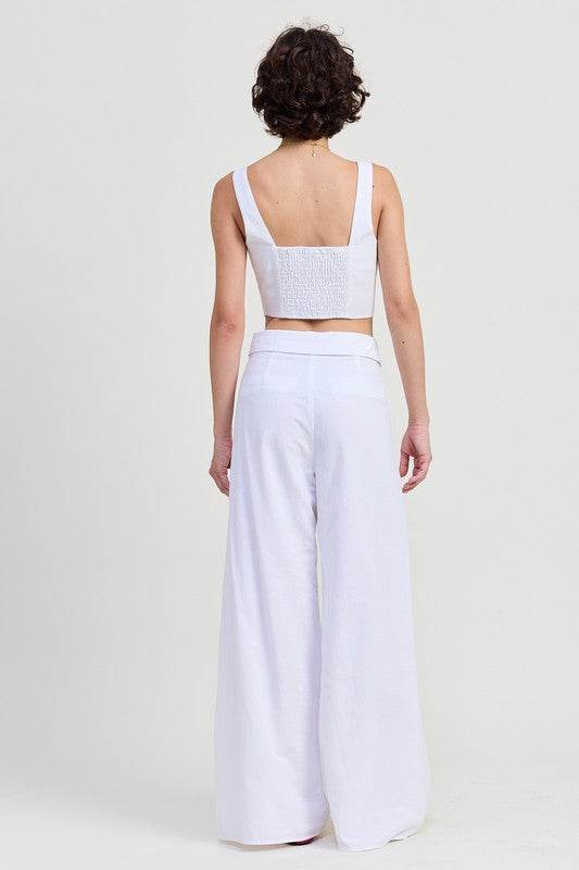 FOLD OVER PANTS WITH WIDE LEG - Akana Style