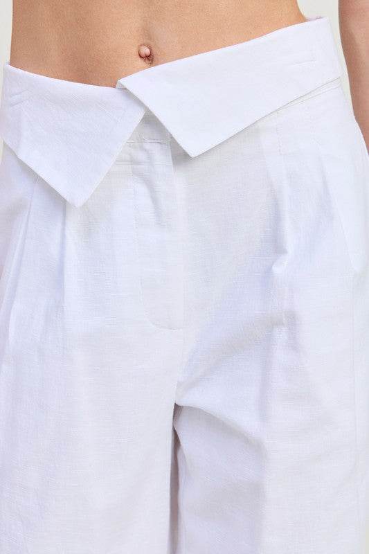 FOLD OVER PANTS WITH WIDE LEG - Akana Style