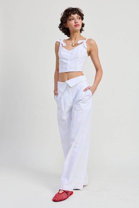 FOLD OVER PANTS WITH WIDE LEG - Akana Style