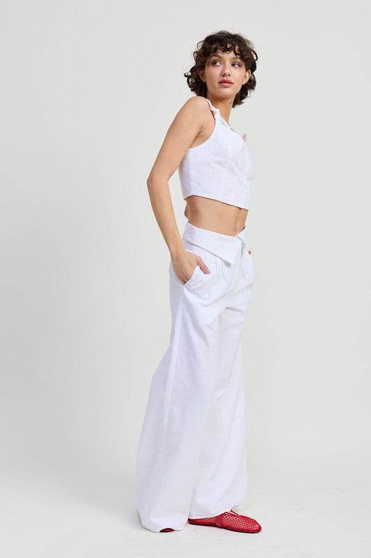 FOLD OVER PANTS WITH WIDE LEG - Akana Style