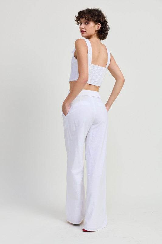 FOLD OVER PANTS WITH WIDE LEG - Akana Style