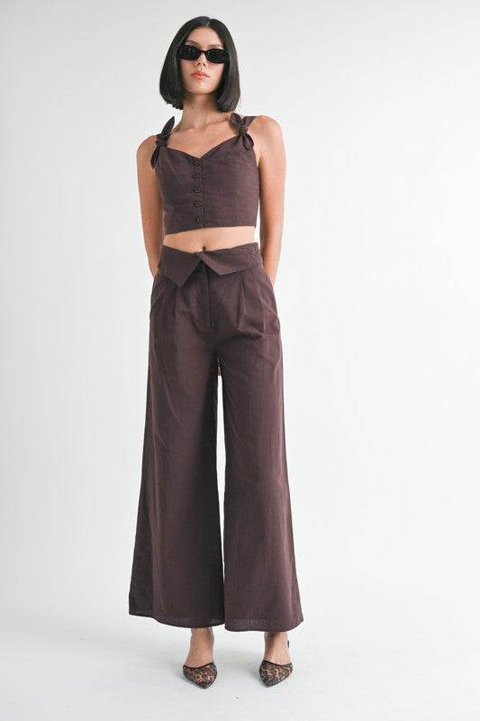 FOLD OVER PANTS WITH WIDE LEG - Akana Style