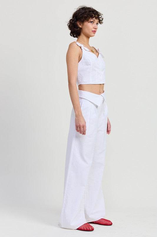 FOLD OVER PANTS WITH WIDE LEG - Akana Style