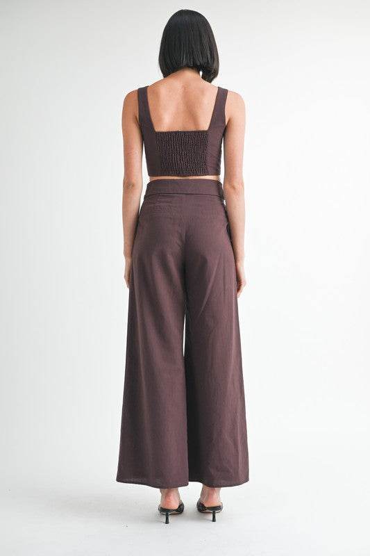 FOLD OVER PANTS WITH WIDE LEG - Akana Style