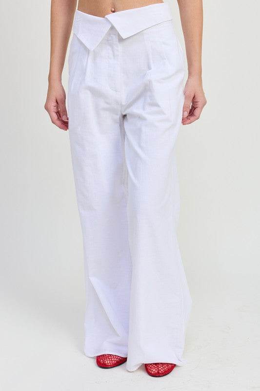 FOLD OVER PANTS WITH WIDE LEG - Akana Style