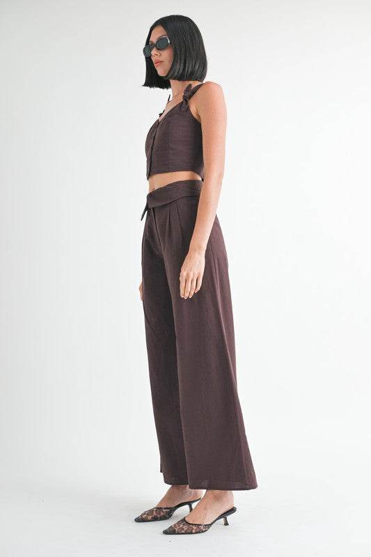FOLD OVER PANTS WITH WIDE LEG - Akana Style