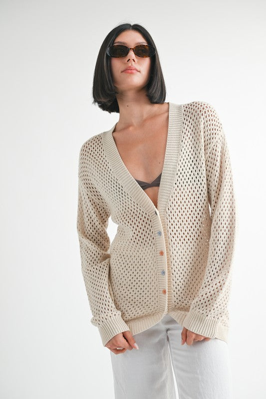 BUTTON UP CROCHET CARDIGAN