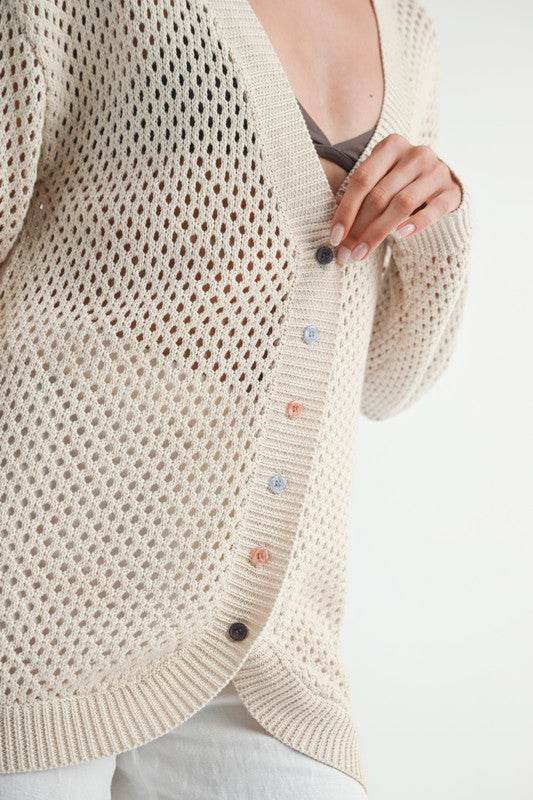 BUTTON UP CROCHET CARDIGAN - Akana Style