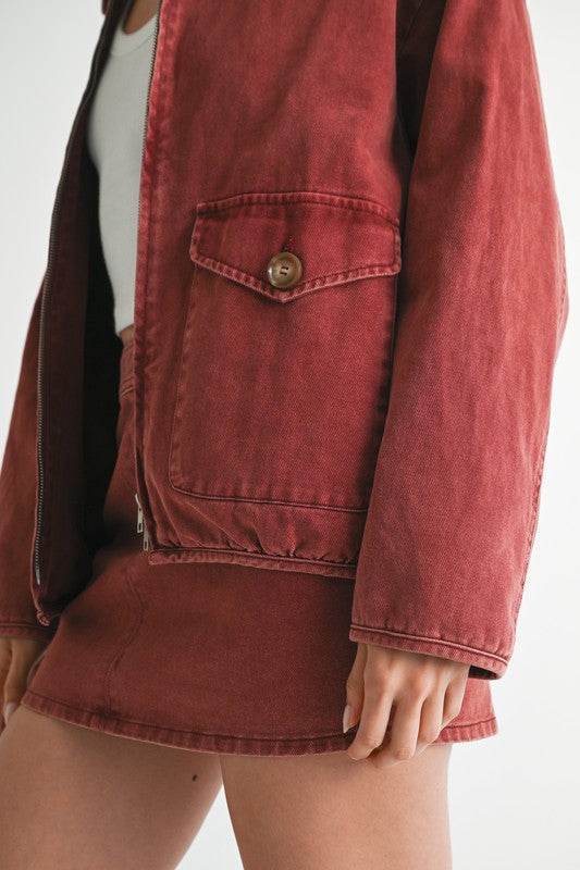 Long Sleeve Denim Jacket with Collared Design - Akana Style