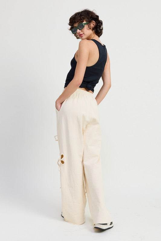 FRENCH TERRY PANTS WITH CUTOUT DETAIL - Akana Style