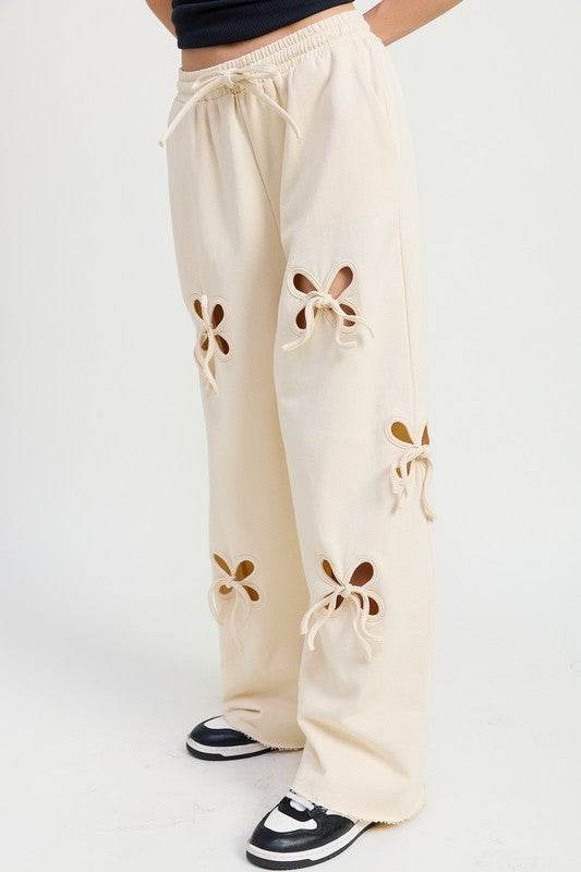 FRENCH TERRY PANTS WITH CUTOUT DETAIL - Akana Style