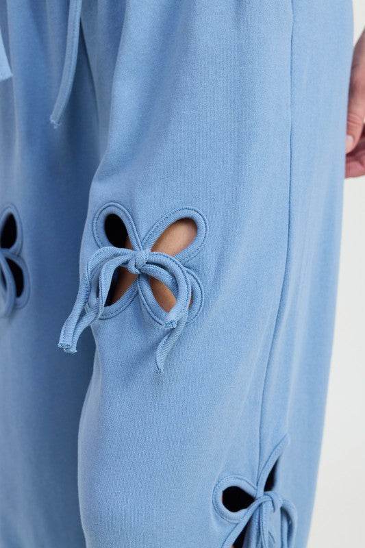 FRENCH TERRY PANTS WITH CUTOUT DETAIL - Akana Style