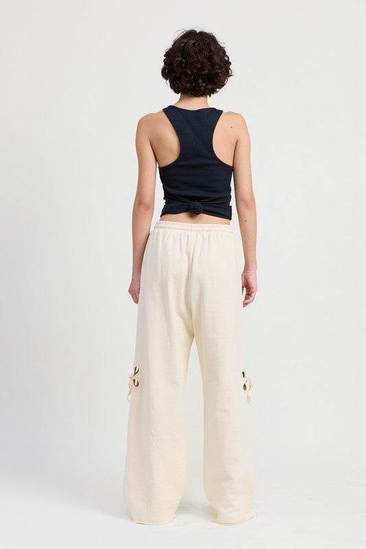 FRENCH TERRY PANTS WITH CUTOUT DETAIL - Akana Style