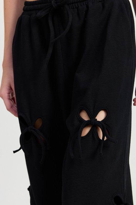 FRENCH TERRY PANTS WITH CUTOUT DETAIL - Akana Style