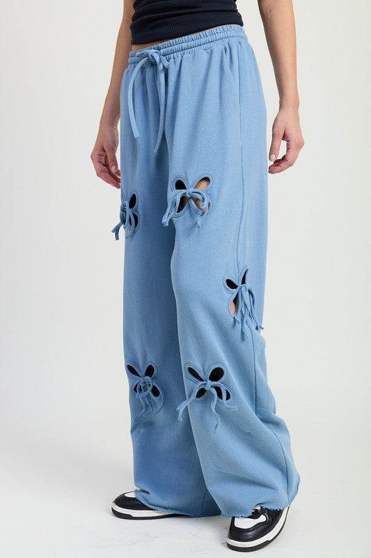 FRENCH TERRY PANTS WITH CUTOUT DETAIL - Akana Style