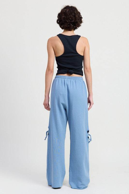 FRENCH TERRY PANTS WITH CUTOUT DETAIL - Akana Style