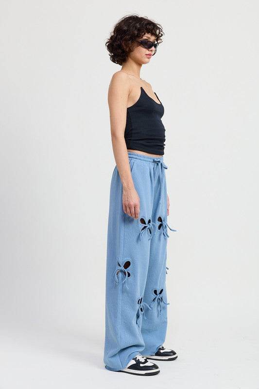 FRENCH TERRY PANTS WITH CUTOUT DETAIL - Akana Style