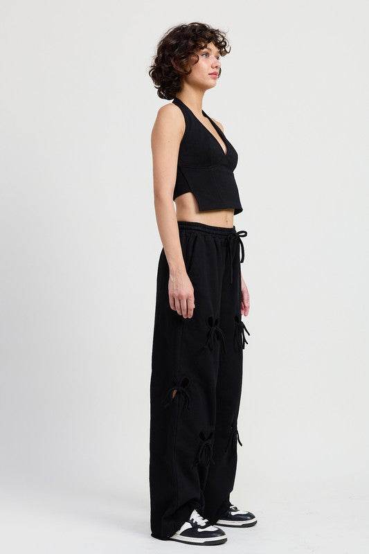 FRENCH TERRY PANTS WITH CUTOUT DETAIL - Akana Style