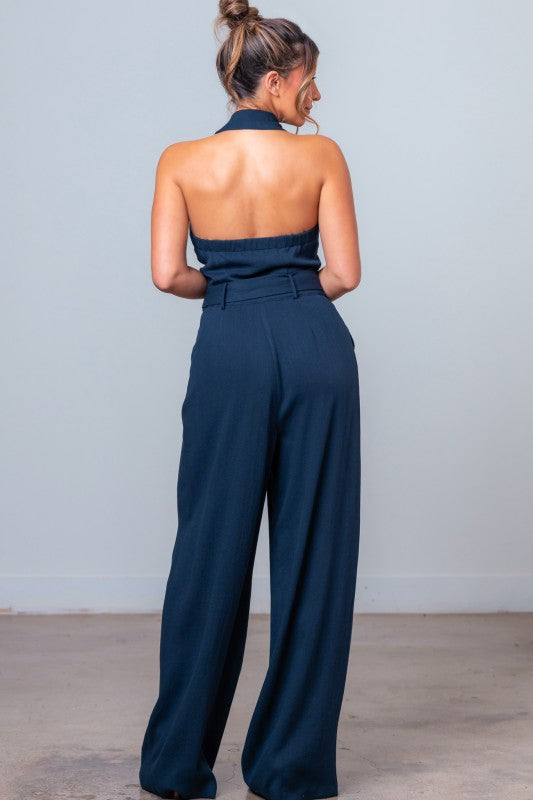 Halter Neck Solid Jumpsuit