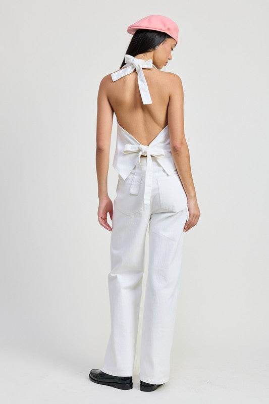 FOLDED FITTED DENIM PANTS - Akana Style