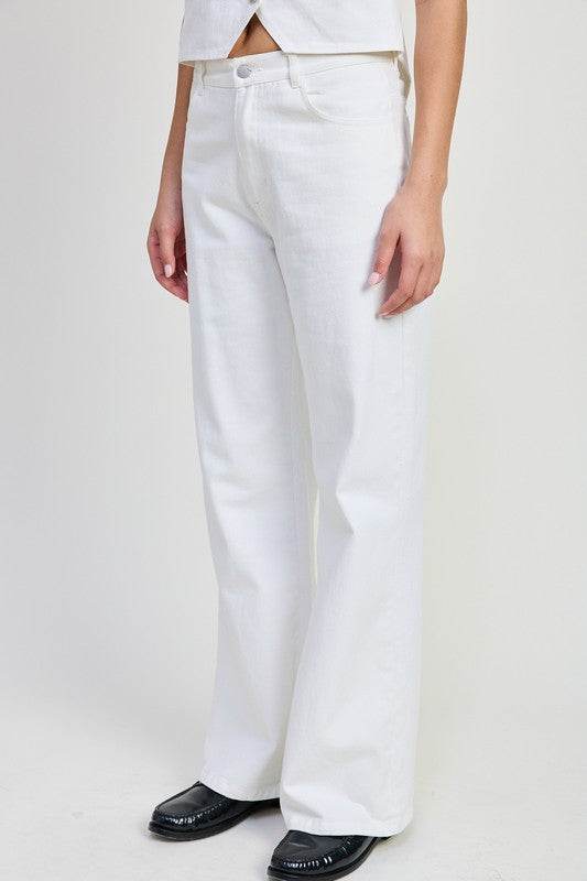 FOLDED FITTED DENIM PANTS - Akana Style