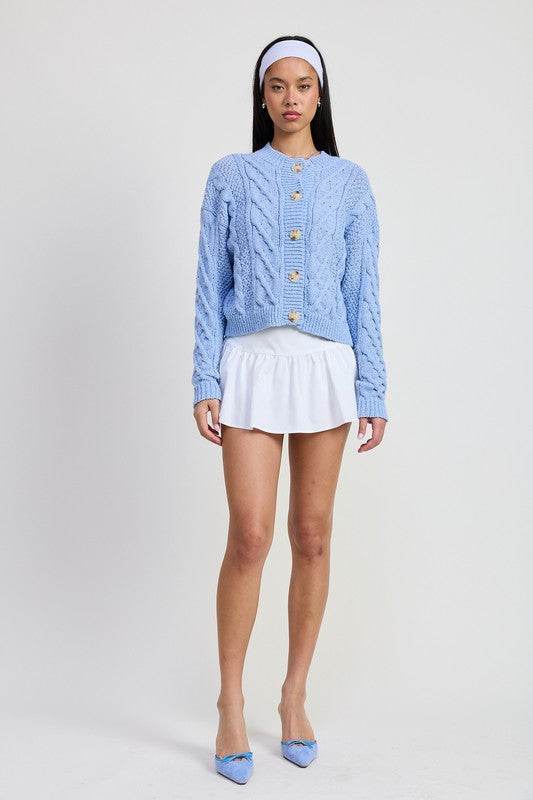 CHUNKY CABLE KNIT CARDIGAN - Akana Style