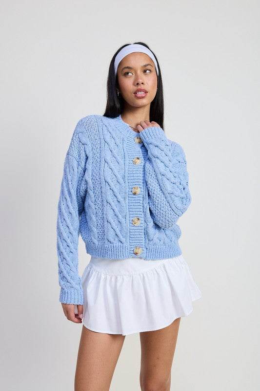 CHUNKY CABLE KNIT CARDIGAN - Akana Style