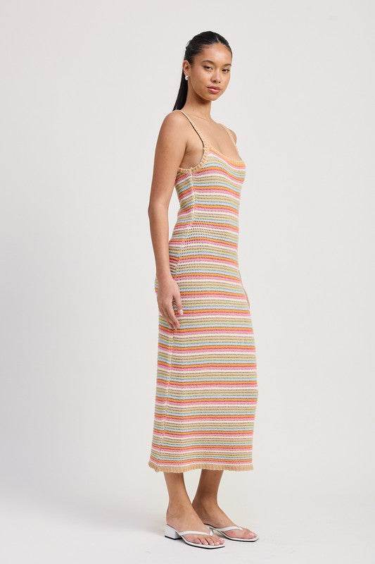 MIDI CROCHET SQUARE NECK DRESS for Effortless Style and Comfort - Akana Style