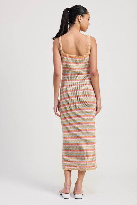 MIDI CROCHET SQUARE NECK DRESS for Effortless Style and Comfort - Akana Style