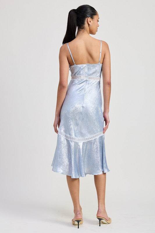 LACE TRIM MIDI SLIP DRESS - Akana Style